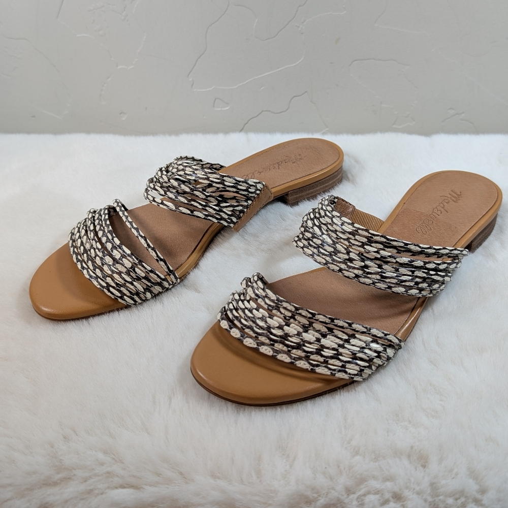 Madewell Meg Slide Sandal in Snake Embossed Leather Sz 6